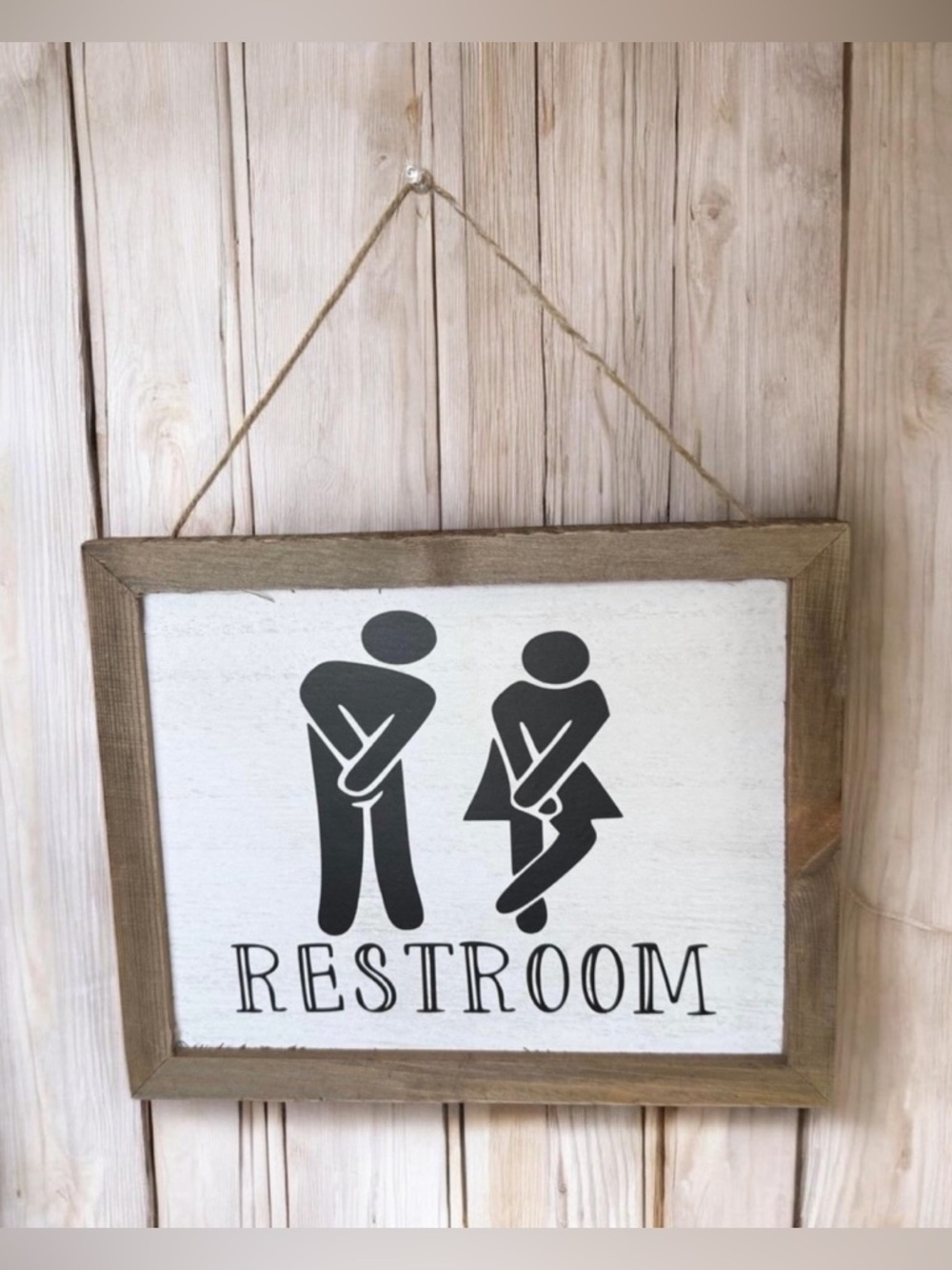 New Handmade Rustic Wooden Frame Funny Bathroom Sign Restroom Bathroom Decor